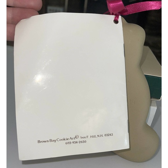 New Brown Bag Cookie Art Teddy Bear Cookie Candy Mold Stoneware 1984 Large 6" 3P - Picture 8 of 9